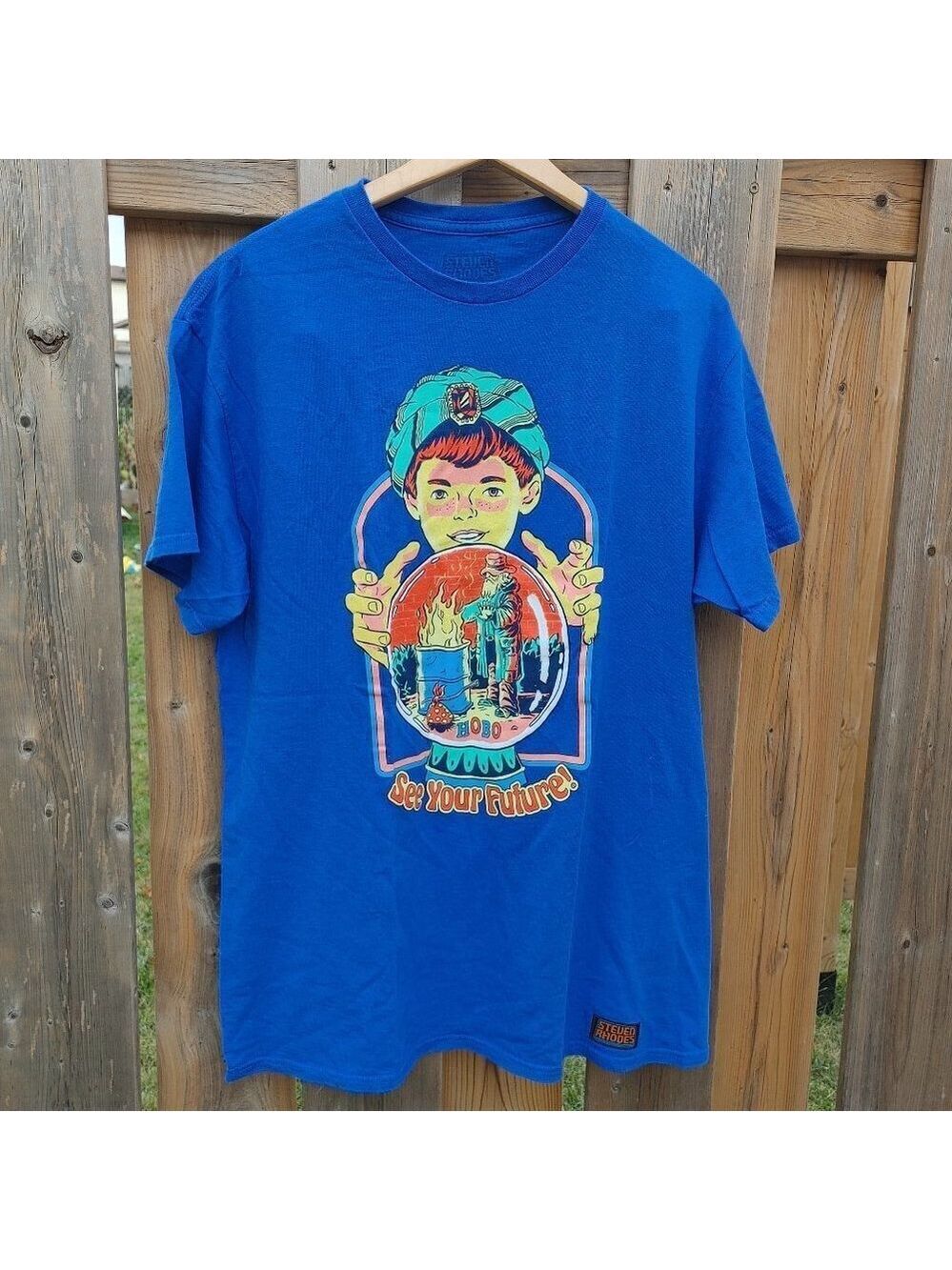 STEVEN RHODES See Your Future T-Shirt Men's Size Large BRIGHT BLUE